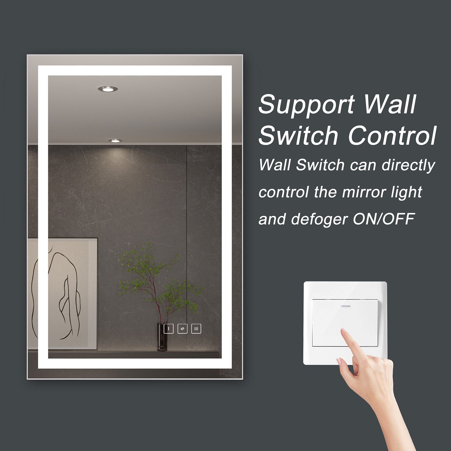 Spectro 36x24 inch LED Lighted Mirror, 5500K Cool White + 4200K White+3000K Warm