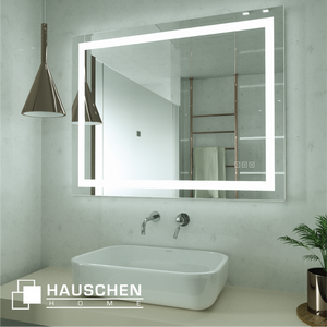 HAUSCHEN HOME 40x32 inch LED Lighted Mirror, 5500K Cool White / 4200k White / 3000K Warm