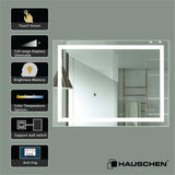 HAUSCHEN 40x32 inch LED Lighted Mirror, 5500K Cool White / 4200k White / 3000K Warm