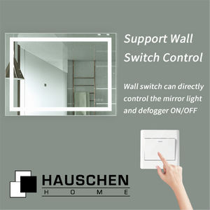 HAUSCHEN HOME 40x32 inch LED Lighted Mirror, 5500K Cool White / 4200k White / 3000K Warm