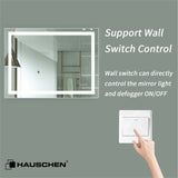 HAUSCHEN 40x32 inch LED Lighted Mirror, 5500K Cool White / 4200k White / 3000K Warm