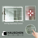 HAUSCHEN HOME 40x32 inch LED Lighted Mirror, 5500K Cool White / 4200k White / 3000K Warm