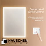 HAUSCHEN HOME 28 x20 Inch LED Medicine Cabinet Lighted Bathroom Mirror, Defogger, Stepless Dimmable, 3000K/5500K Color Temperature Wall Mounted Makeup Mirror, Adjustable Shelf (Assembly Required)