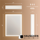 HAUSCHEN HOME 28 x20 Inch LED Medicine Cabinet Lighted Bathroom Mirror, Defogger, Stepless Dimmable, 3000K/5500K Color Temperature Wall Mounted Makeup Mirror, Adjustable Shelf (Assembly Required)