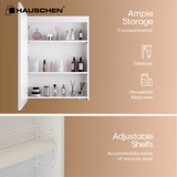 HAUSCHEN 32 x24 Inch LED Medicine Cabinet Lighted Bathroom Mirror, Defogger, Stepless Dimmable, 3000K/5500K Color Temperature Wall Mounted Makeup Mirror, Adjustable Shelf (Assembly Required)