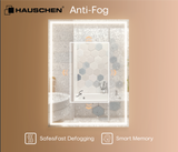 HAUSCHEN 32 x24 Inch LED Medicine Cabinet Lighted Bathroom Mirror, Defogger, Stepless Dimmable, 3000K/5500K Color Temperature Wall Mounted Makeup Mirror, Adjustable Shelf (Assembly Required)