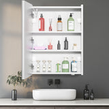 24x16 Inch LED Medicine Cabinet Lighted Bathroom Mirror, Defogger, Stepless Dimmable, 3000K/5500K Color Temperature Wall Mounted Makeup Mirror, Adjustable Shelf (Assembly Required)