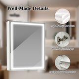 28 x20 Inch LED Medicine Cabinet Lighted Bathroom Mirror, Defogger, Stepless Dimmable, 3000K/5500K Color Temperature Wall Mounted Makeup Mirror, Adjustable Shelf (Assembly Required)