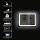 Dimmable LED Inner Edge Lighted Mirror with Anti-fog, Rectangle-Hauschen