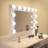 Hollywood Style LED Lighted Vanity Makeup Mirror,Wood Frame, 14 Daylight LED Dimmable Bulbs-hauschenhome