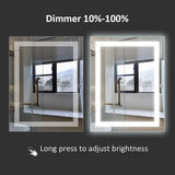 Dimmable LED Inner Edge Lighted Mirror with Anti-fog, Rectangle-Hauschen