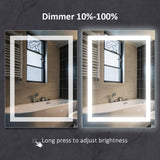 Dimmable LED Inner Edge Lighted Mirror with Anti-fog, Rectangle-Hauschen