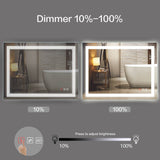 Dimmable LED Inner Edge Lighted Mirror with Anti-fog, Rectangle-Hauschen