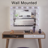 Hollywood Style LED Lighted Vanity Makeup Mirror,Wood Frame, 14 Daylight LED Dimmable Bulbs-hauschenhome